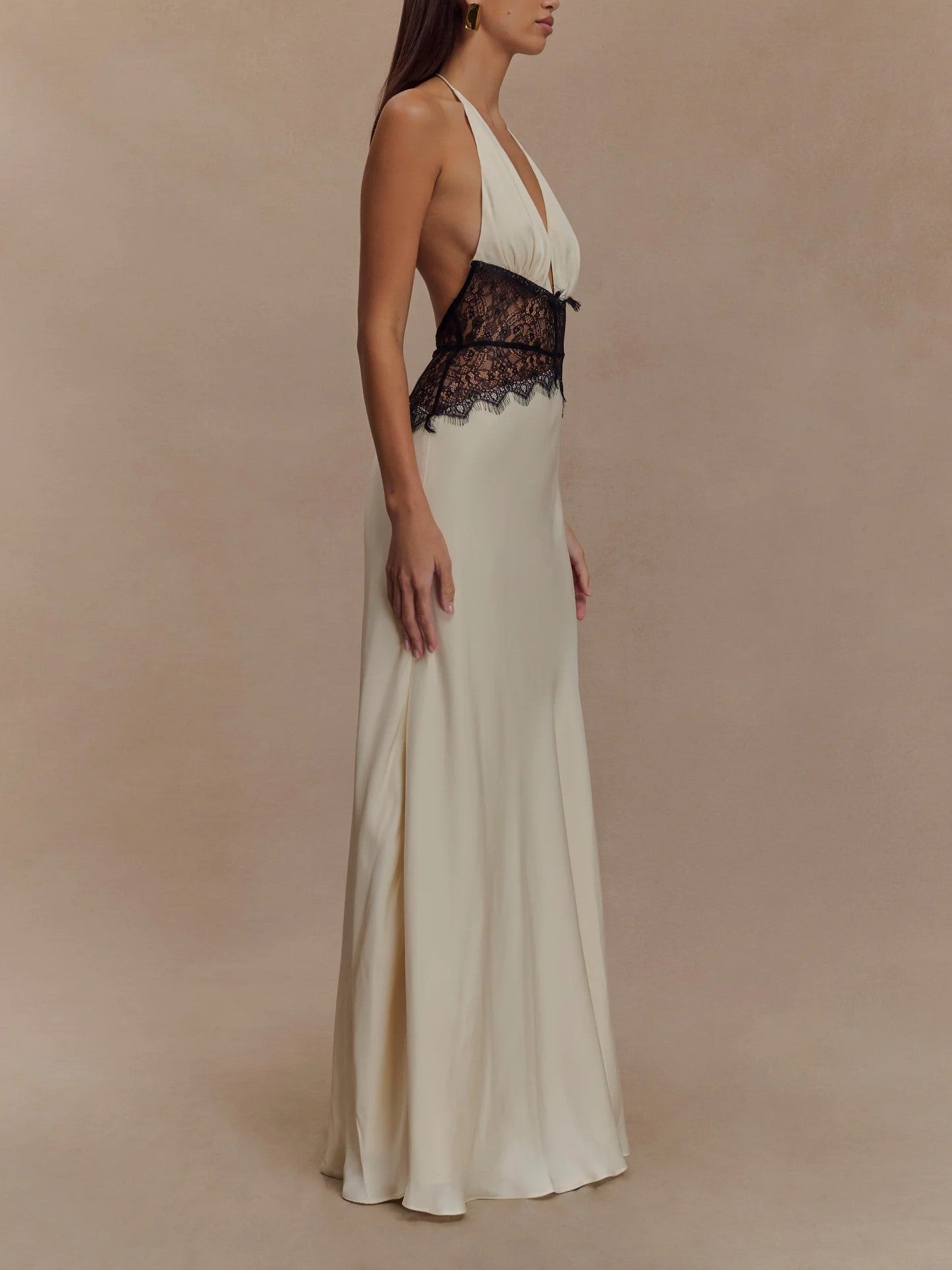 Lace And Satin Maxi Dress