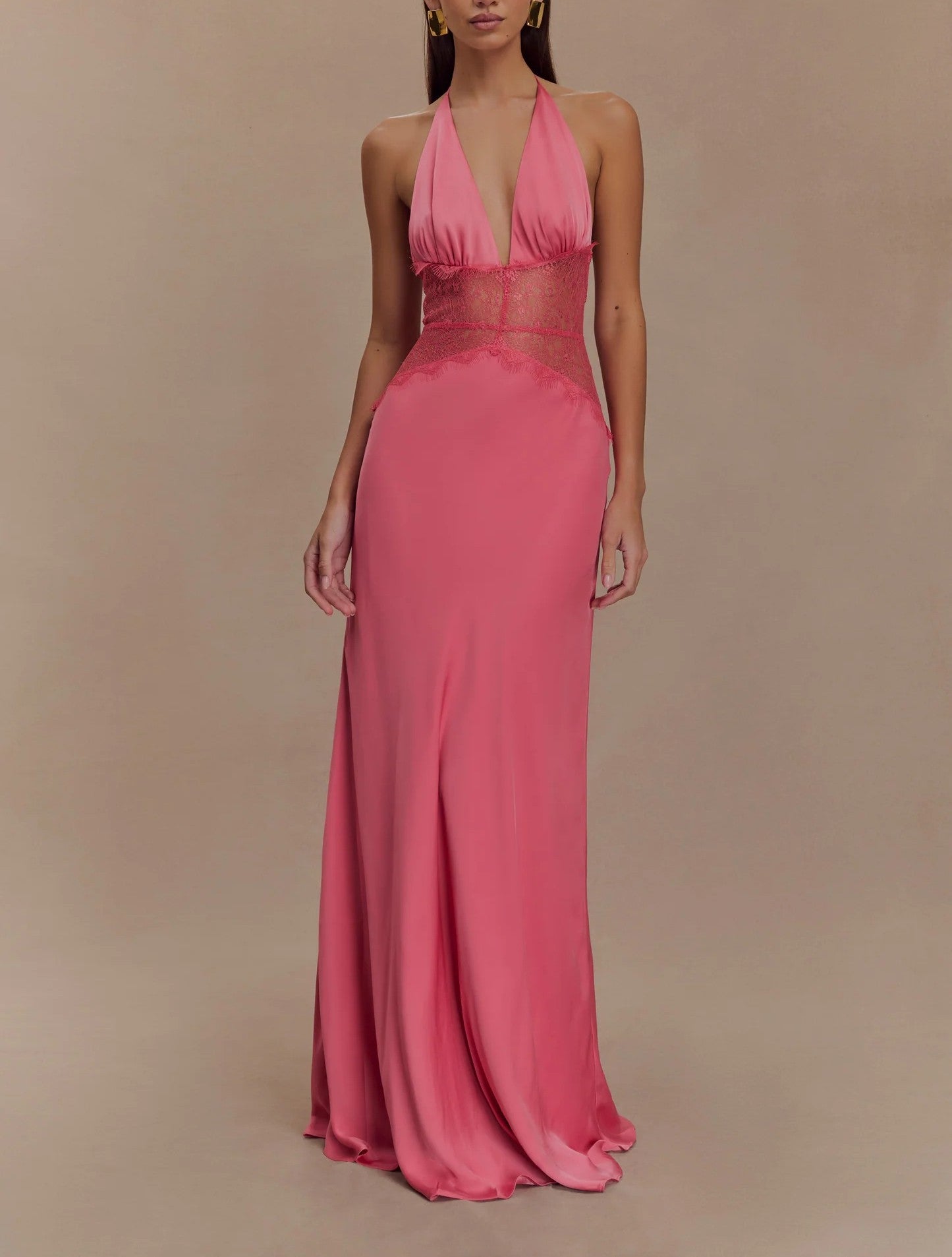 Lace And Satin Maxi Dress