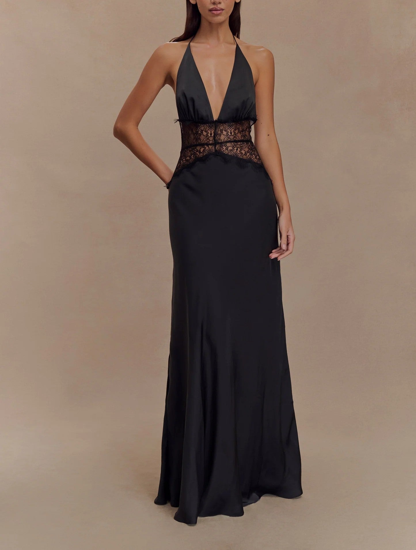 Lace And Satin Maxi Dress