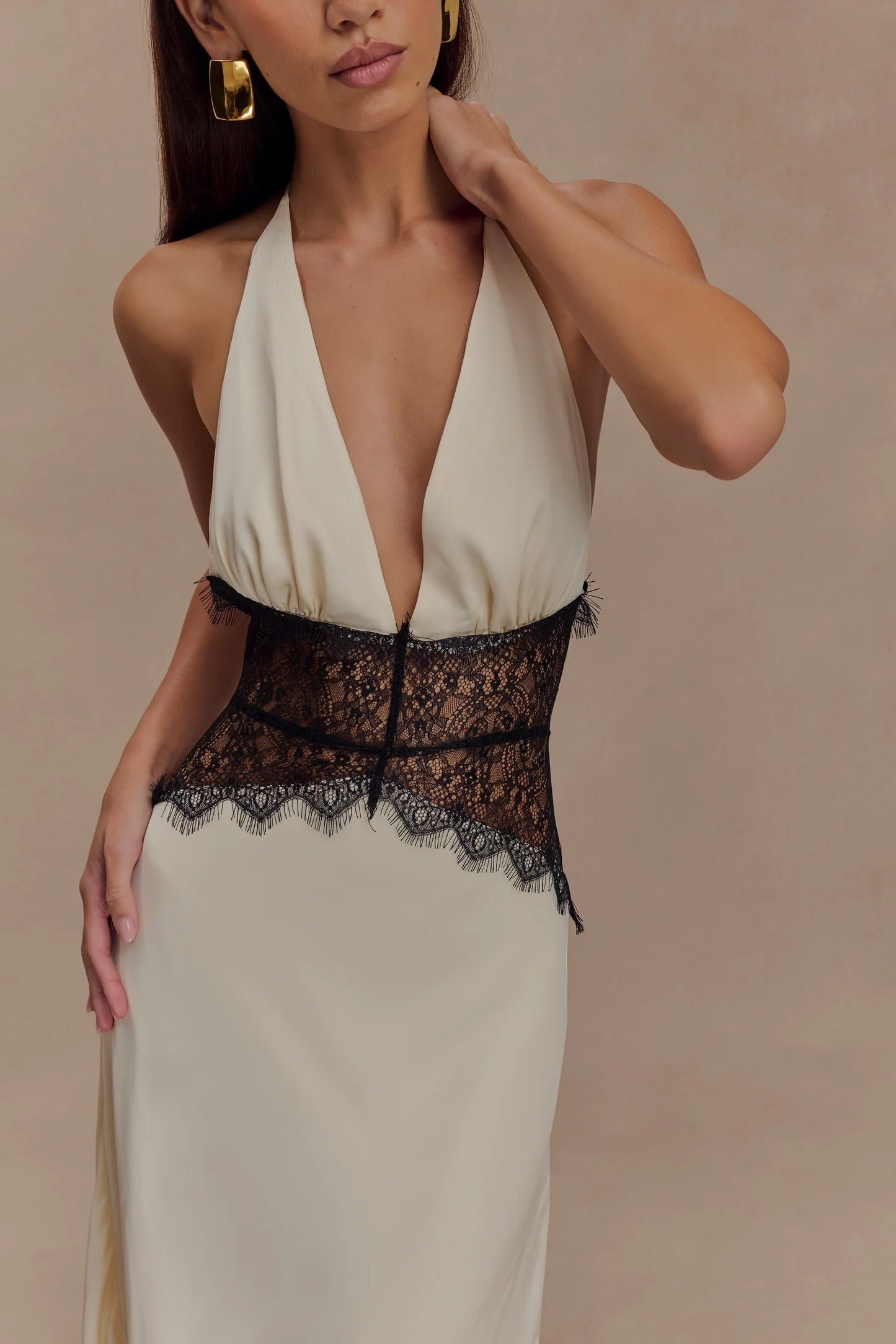 Lace And Satin Maxi Dress