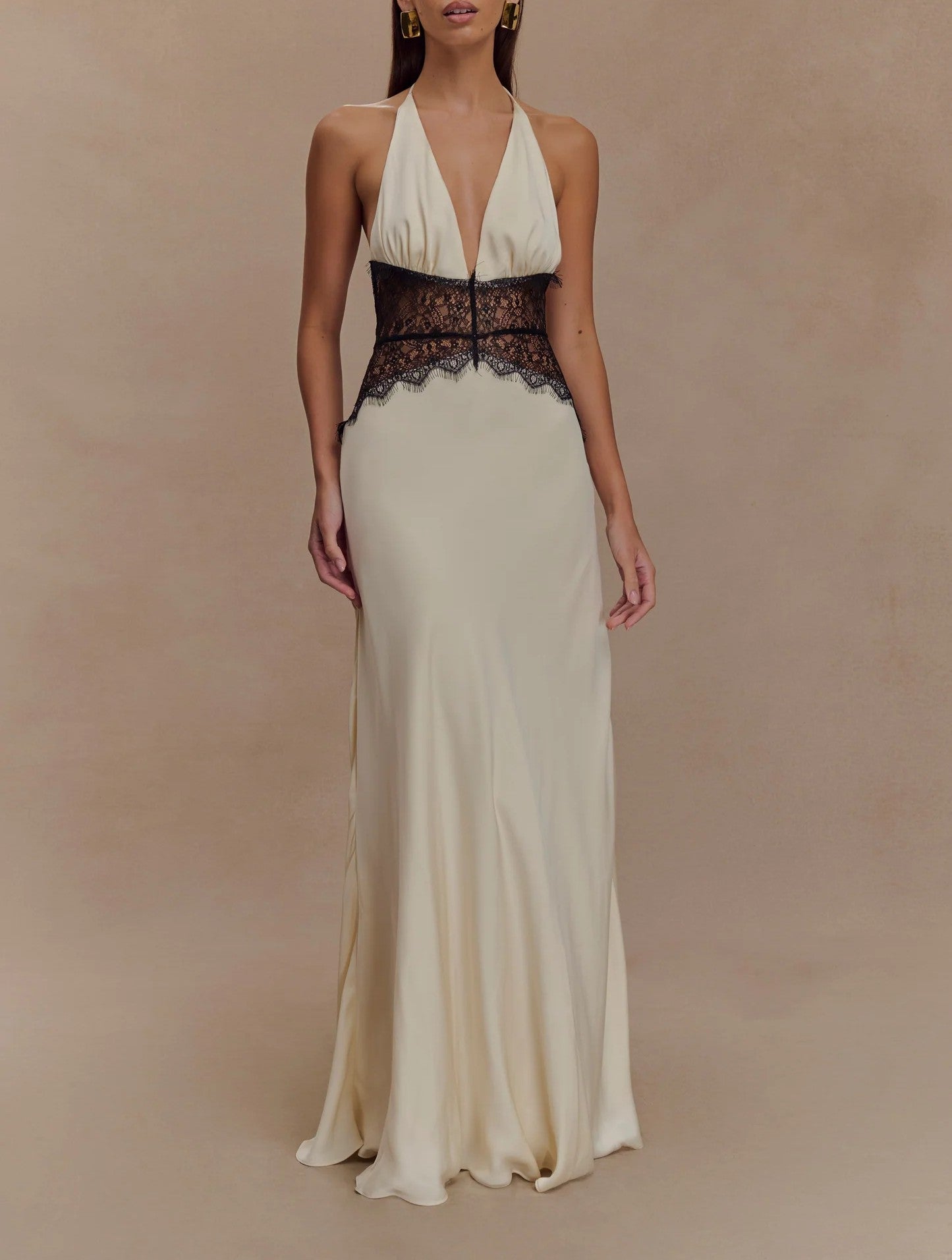 Lace And Satin Maxi Dress