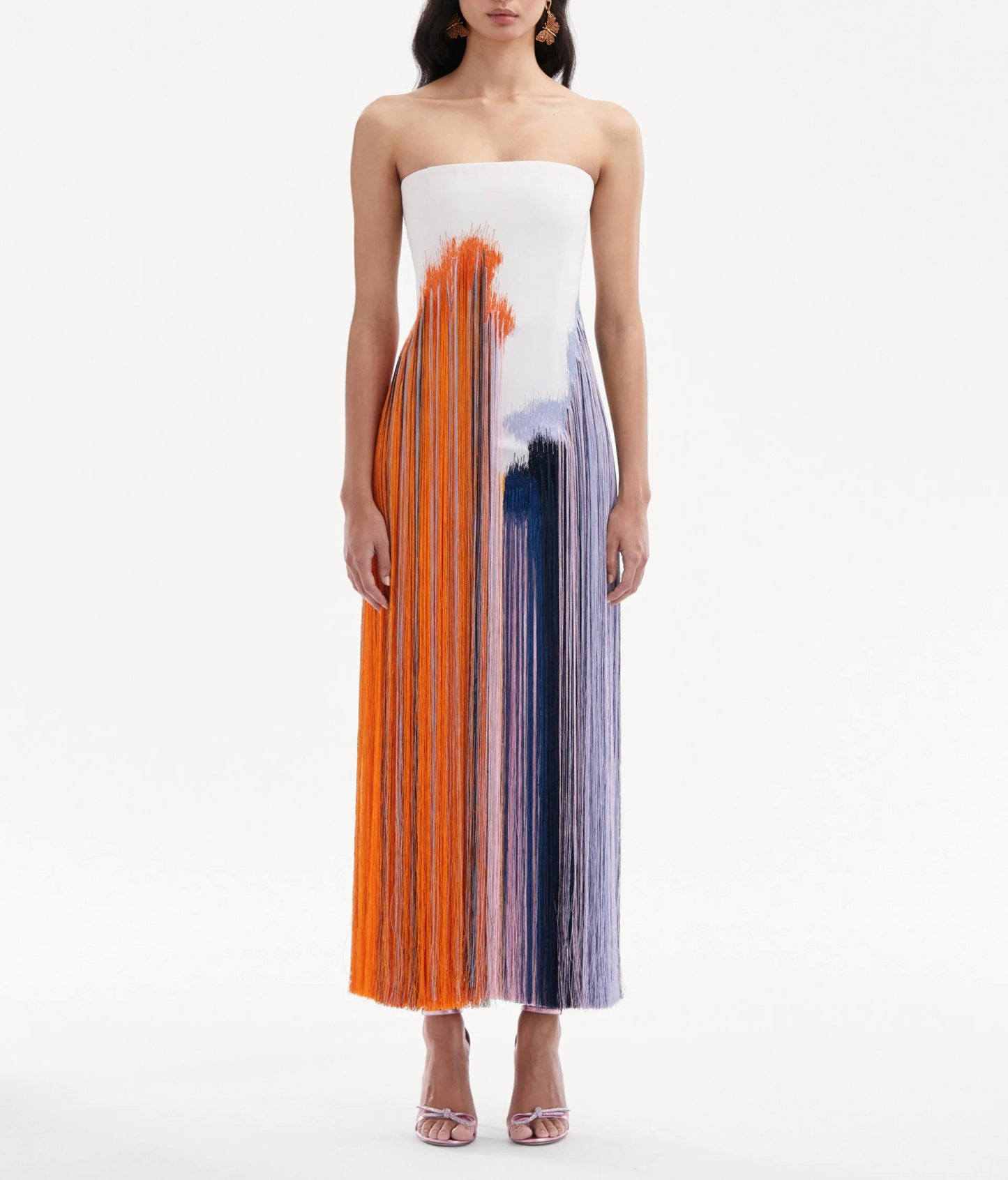 Abstract Brushstroke Fringe Cocktail Dress(✔️Free Shipping)