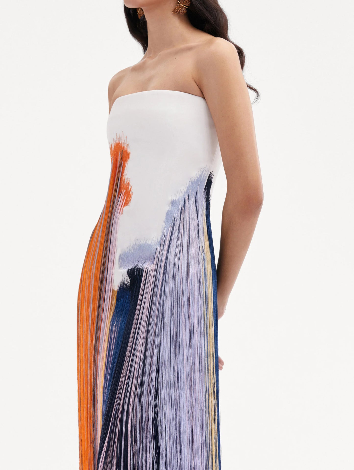 Abstract Brushstroke Fringe Cocktail Dress(✔️Free Shipping)